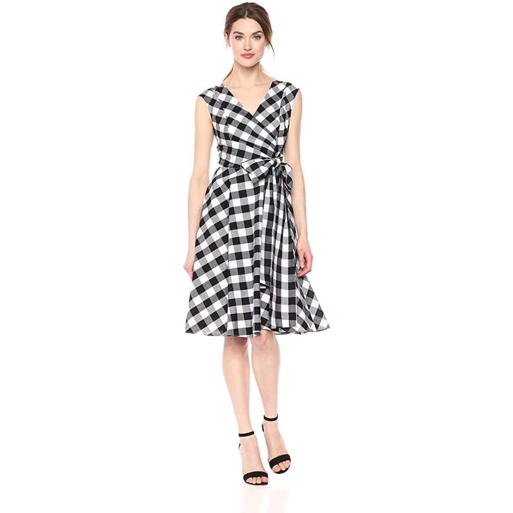 Calvin Klein Buffalo Check (Gingham) Wrap Dress